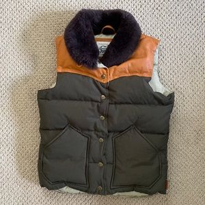 Penfield down vest with leather trim